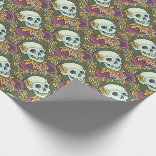 SKELETON, GOTHIC GENTLEMAN SKULL WRAPPER CADEAUPAPIER (Hoek)