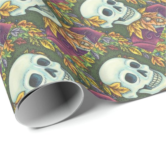 SKELETON, GOTHIC GENTLEMAN SKULL WRAPPER CADEAUPAPIER (Rol Hoek)