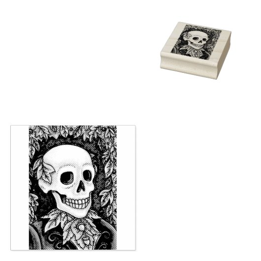SKELETON, GOTHIC HALLOWEEN SKULL RUBBER STEMP RUBBERSTEMPEL (Gestempeld)
