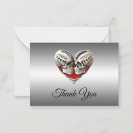 Skeleton Gothic Halloween wedding thank you Notitiekaartje