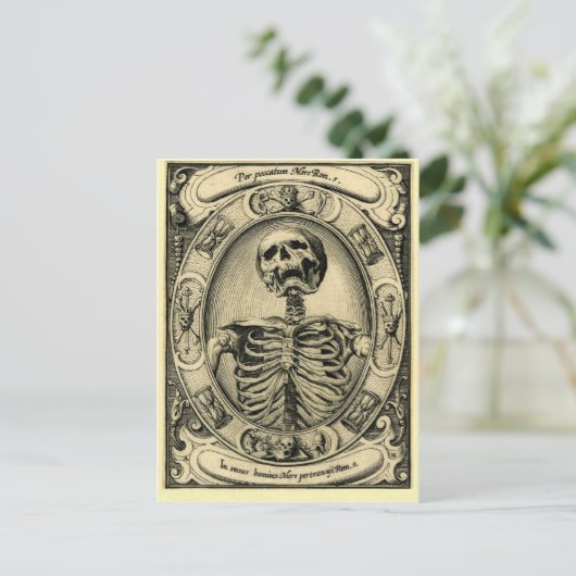 Skeleton, Gothic, Medieval Briefkaart (Staand voorkant)
