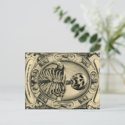 Skeleton, Gothic, Medieval Briefkaart (Staand voorkant)