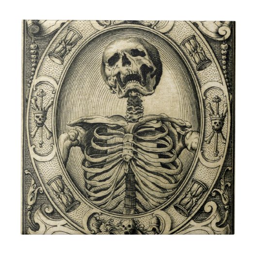 Skeleton, Gothic, Medieval Tegeltje (Voorkant)