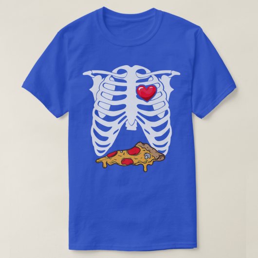 Skeleton Graphic Pizza Lover Eetend Italiaans voed T-shirt (Design voorkant)