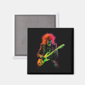 Skeleton Graphic T-shirt spelen Guitar Rock Band H Magneet (Voorkant / Achterkant)