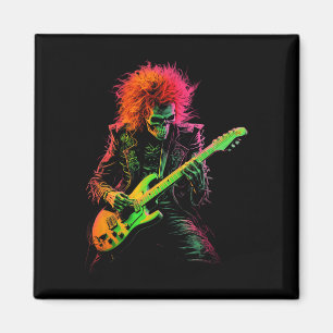 Skeleton Graphic T-shirt spelen Guitar Rock Band H Magneet