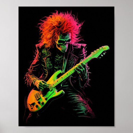 Skeleton Graphic T-shirt spelen Guitar Rock Band H Poster (Voorkant)