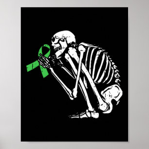 Skeleton Green Ribbon Mental Health Awareness Warm Poster