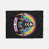 Skeleton Grim Reaper Halloween Grappig Regenboog G Fleece Deken (Voorkant (Horizontaal))