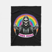 Skeleton Grim Reaper Halloween Grappig Regenboog G Fleece Deken (Voorkant)