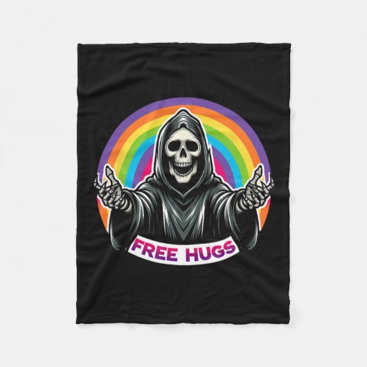 Skeleton Grim Reaper Halloween Grappig Regenboog G Fleece Deken (Voorkant)
