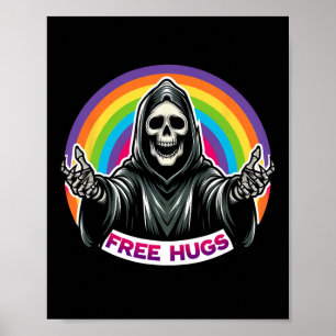 Skeleton Grim Reaper Halloween Grappig Regenboog G Poster