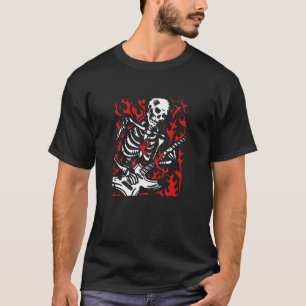 Skeleton Guitar Flame Rock voor band T-shirt
