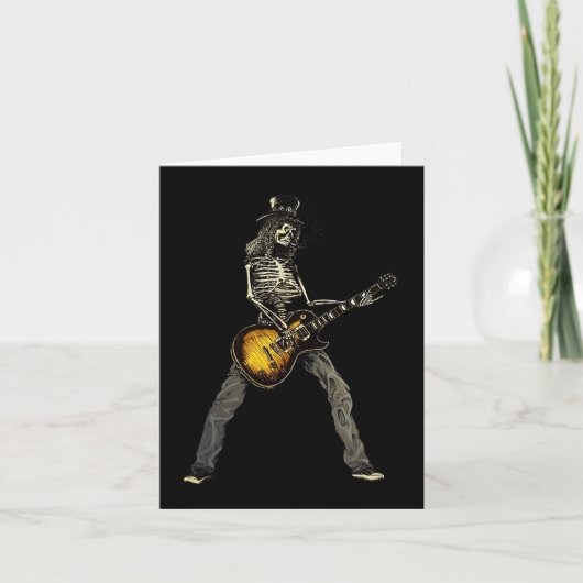 Skeleton Guitar Guy Spooky Happy Halloween Rock Ba Kaart (Voorkant)