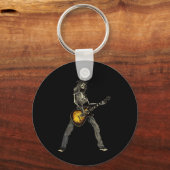 Skeleton Guitar Guy Spooky Happy Halloween Rock Ba Sleutelhanger (Voorkant)