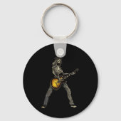 Skeleton Guitar Guy Spooky Happy Halloween Rock Ba Sleutelhanger (Achterkant)