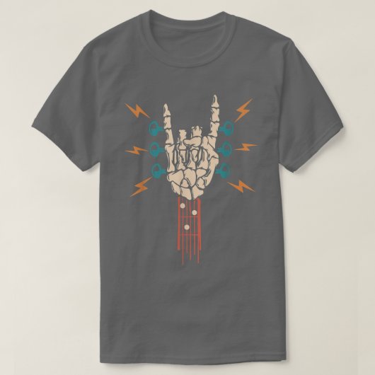 Skeleton Guitar Hand Rock & Roll Music Lov T-shirt (Design voorkant)