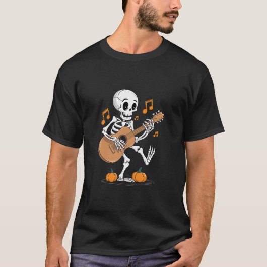 Skeleton Guitar Jam - Halloween Muziek Fun T-shirt (Voorkant)