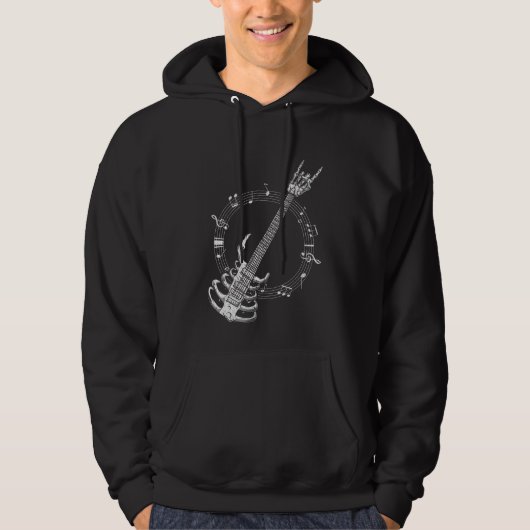 Skeleton Guitar Lover Rock Music Fan Hoodie (Voorkant)