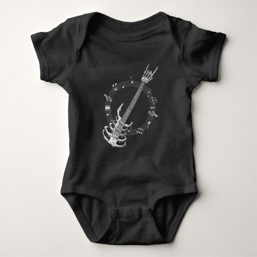 Skeleton Guitar Lover Rock Music Fan Romper (Voorkant)