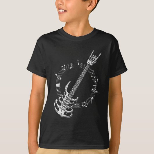 Skeleton Guitar Lover Rock Music Fan T-shirt (Voorkant)