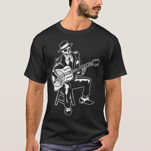 Skeleton Guitar Player Bluesman  Bluesman T-shirt (Voorkant)