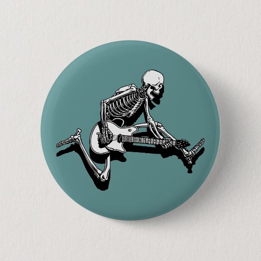 Skeleton Guitarist Jump Ronde Button 5,7 Cm (Voorkant)