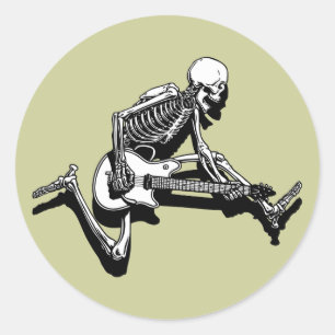 Skeleton Guitarist Jump Ronde Sticker