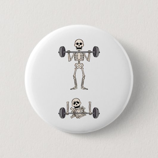 Skeleton Gym Funny Workout Gym Jokes Bodybuilding Ronde Button 5,7 Cm (Voorkant)