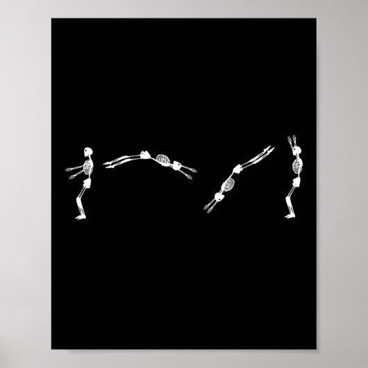 Skeleton Gymnast - Halloween Tumbling Backflip Poster (Voorkant)