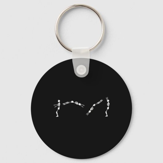 Skeleton Gymnast - Halloween Tumbling Backflip Sleutelhanger (Voorkant)