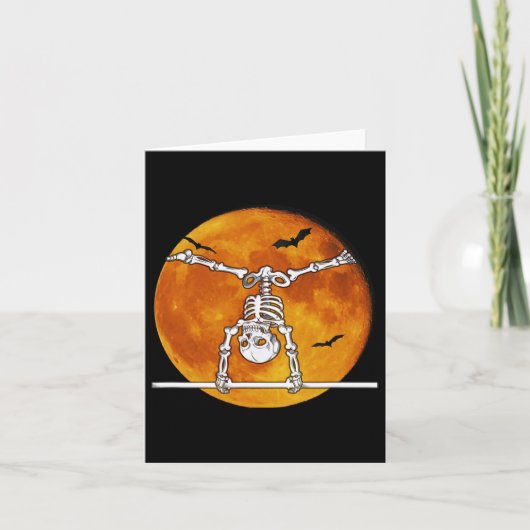 Skeleton Gymnastiek Halloween Horizontale R Kaart (Voorkant)