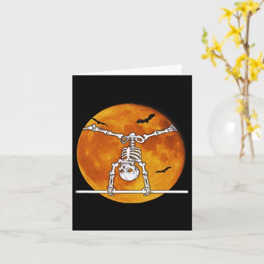 Skeleton Gymnastiek Halloween Horizontale R Kaart (Gele Bloem)
