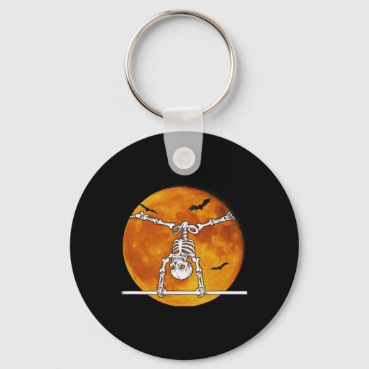 Skeleton Gymnastiek Halloween Horizontale R Sleutelhanger (Voorkant)