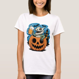 Skeleton Hagedis in Pompoen met Beer Mok T-shirt