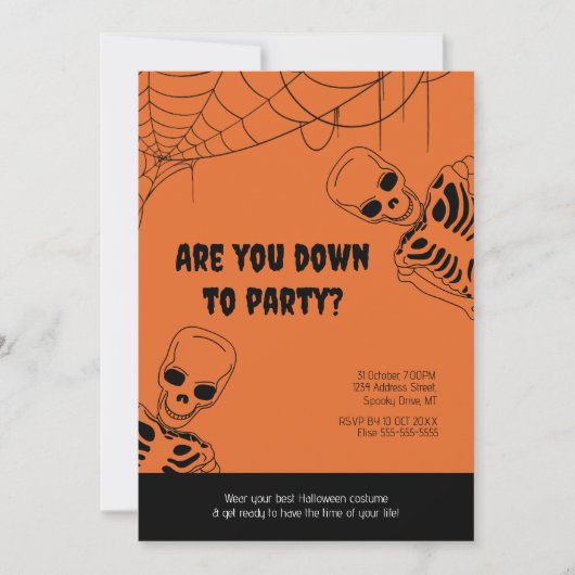 Skeleton Halloween Adult Party Invitation Kaart (Voorkant)