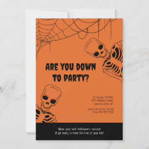 Skeleton Halloween Adult Party Invitation Kaart