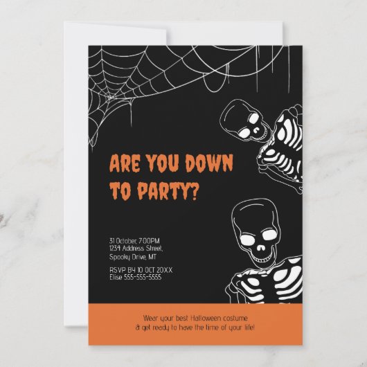 Skeleton Halloween Adult Party Invitation Kaart (Voorkant)