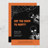 Skeleton Halloween Adult Party Invitation Kaart (Voorkant / Achterkant)