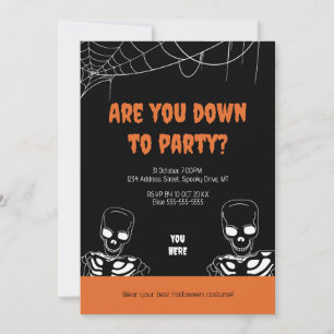 Skeleton Halloween Adult Party Invitation Kaart