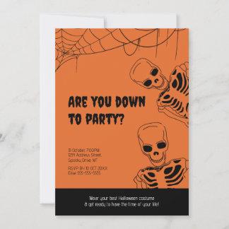 Skeleton Halloween Adult Party Invitation Kaart