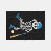 Skeleton Halloween Baseball Spelen Fleece Deken (Voorkant (Horizontaal))