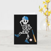 Skeleton Halloween  Baseball Spelen Kaart (Gele Bloem)