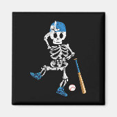 Skeleton Halloween  Baseball Spelen Magneet (Voorkant)