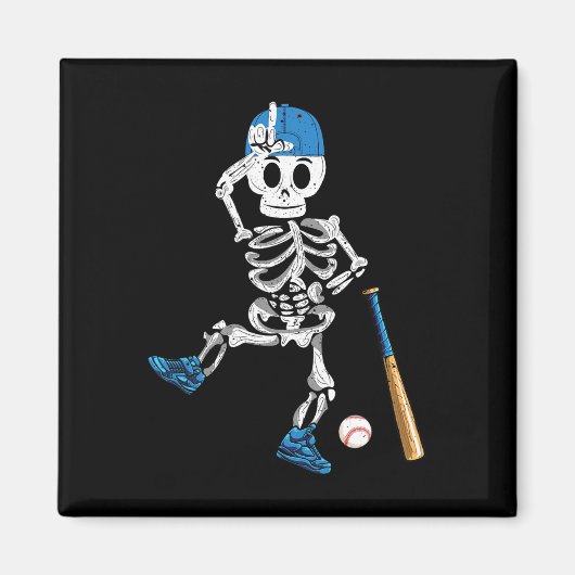 Skeleton Halloween  Baseball Spelen Magneet (Voorkant)