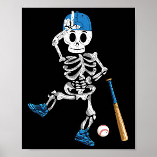 Skeleton Halloween  Baseball Spelen Poster