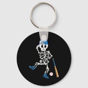 Skeleton Halloween Baseball Spelen Sleutelhanger