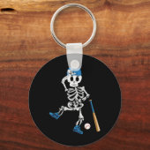 Skeleton Halloween Baseball Spelen Sleutelhanger (Voorkant)