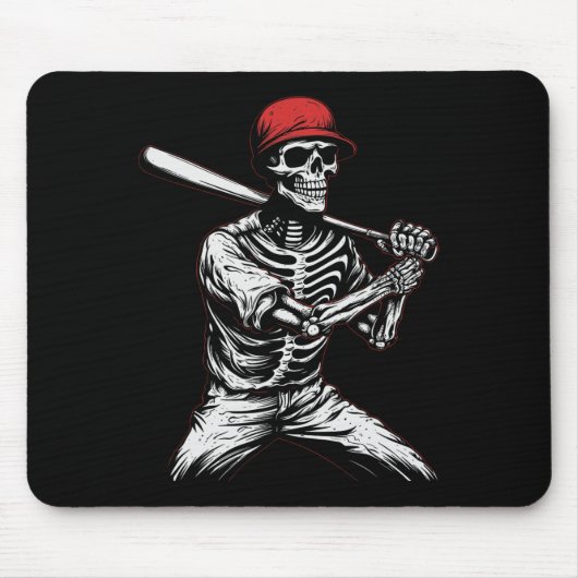 Skeleton Halloween Baseball Speler 1 Muismat (Voorkant)