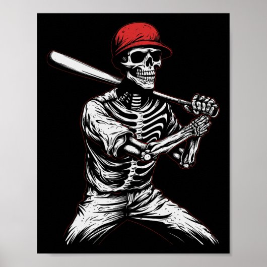 Skeleton Halloween Baseball Speler 1 Poster (Voorkant)